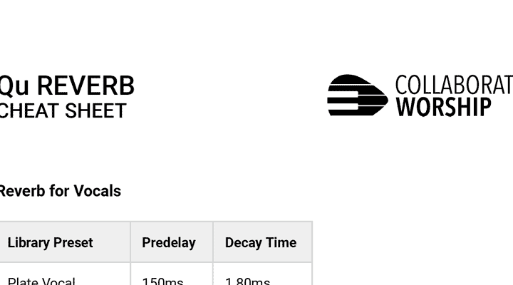 Qu Reverb Cheat Sheet